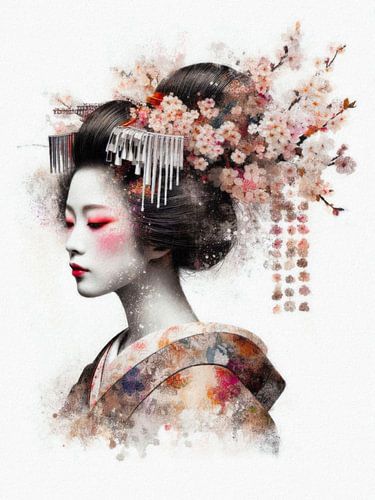 Delicate Portrait of a Winter Geisha