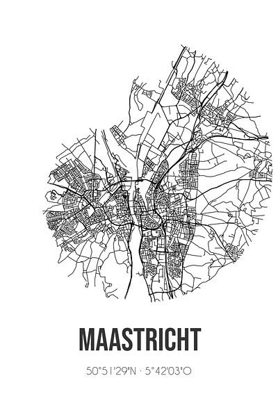 Maastricht (Limburg) | Map | Black and white by Prints of Place