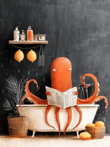 Pieuvre prenant un bain