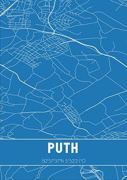 Blauwdruk | Landkaart | Puth (Limburg) van MijnStadsPoster
