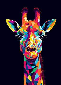 Giraffe Dier Pop Art Kleurstijl van Qreative