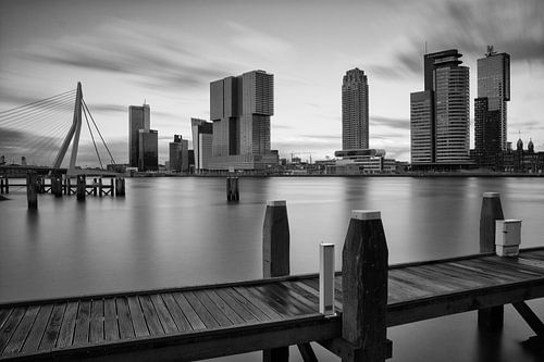 rotterdam skyline in black and white