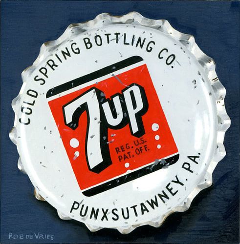 Klassische Kronkorken, 7up von Rob de Vries, Realistische kunst
