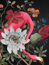 The Flamingo behind the Passion Flower by Marja van den Hurk