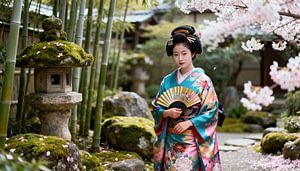 Geisha im japanischen Garten