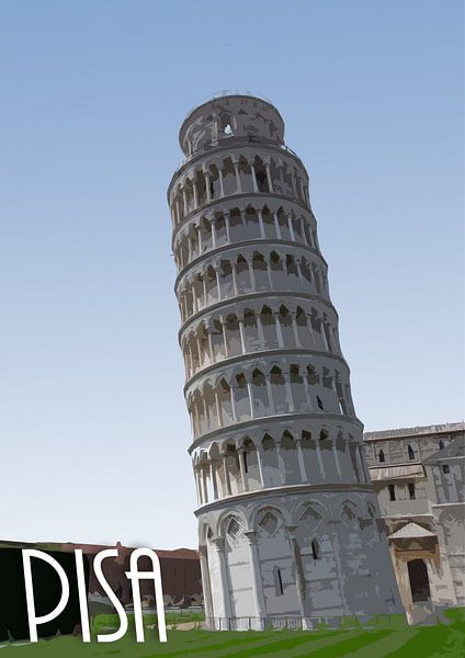 Vintage-Poster, Pisa, Italien von Discover Dutch Nature