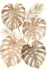 Monstera Garden – Tropical leaves in earthy tones by Kristin M
