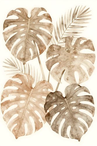 Monstera Garden – Tropical leaves in earthy tones