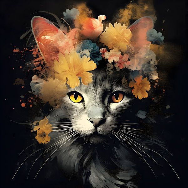 Flower Cat (AI) by Raymond Wijngaard