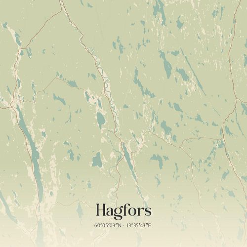 Alte Karte von Hagfors, Schweden.