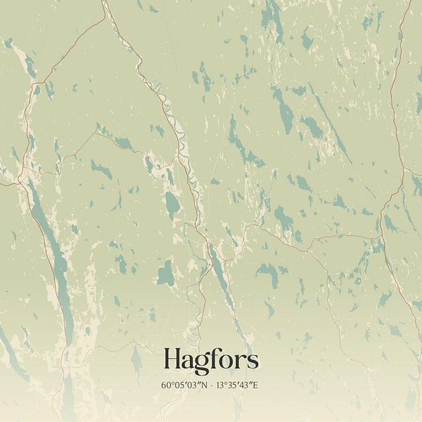 Alte Karte von Hagfors, Schweden. von Ortsdrucke