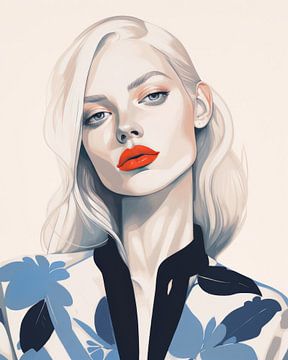 Modern illustrated portrait of a young woman by Carla Van Iersel