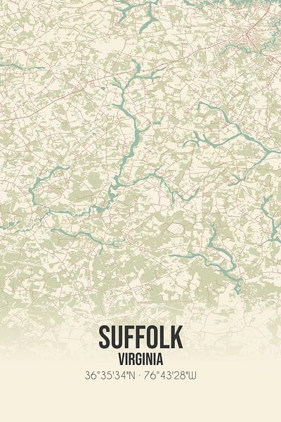 Vintage map of Suffolk (Virginia), USA. by Prints of Place