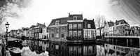 Nieuwe Rijn Panorama Leiden Nederland Zwart-Wit van Hendrik-Jan Kornelis thumbnail