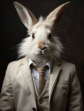 Elégance distinguée - Le portrait du lapin gentleman sur Eva Lee
