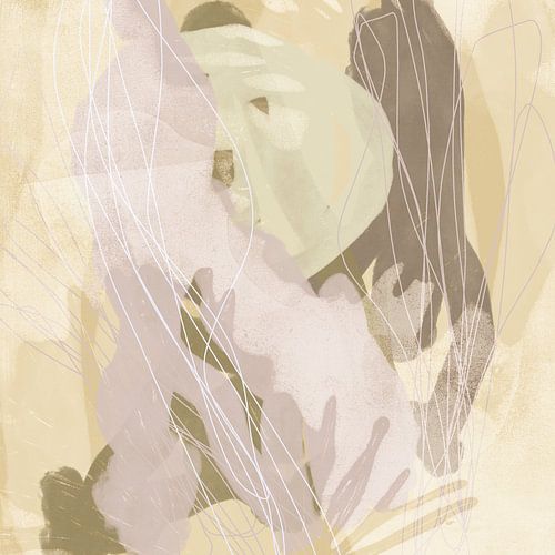 Abstracte organische vormen in pastelkleuren. Beige en taupe.