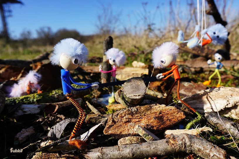 Collaboration of Fubby dolls at a woodland workshop. by Sailographic Paula