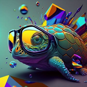 Mutant Turtle - fantaisie colorée sur CatsArt