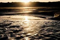 Splashing water on the beach