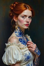 Portrait of Mary in Delft Blue by Hai Maivory