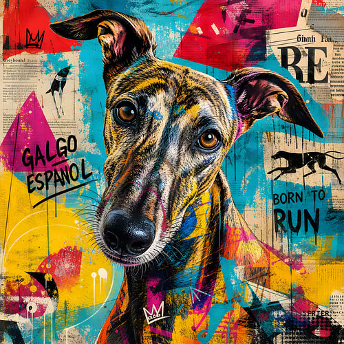Galgo Español Portret - Graffiti Pop Art