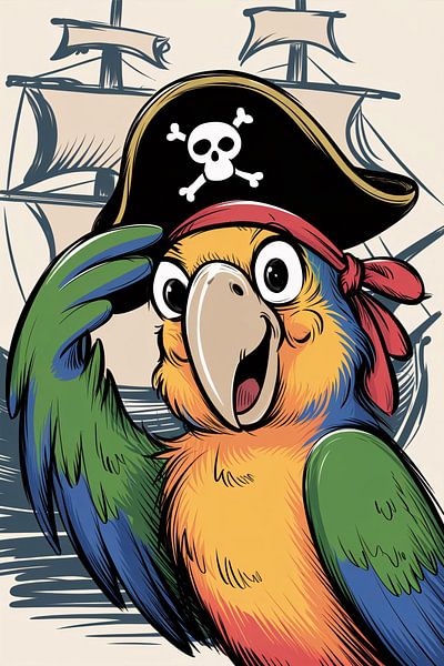 Parrot as pirate illustration by Art & Soul Creations
