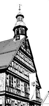 Rathaus in Backnang schwarz weiss von Werner Lehmann