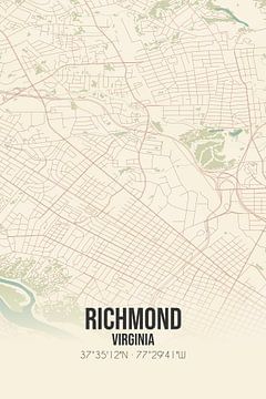 Alte Karte von Richmond (Virginia), USA. von Rezona