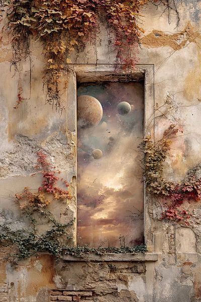Window to the planets - Mysterious Street Art Painting by BowiScapes abstract and digital art