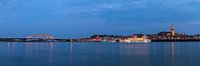 Large panoramic view of Nijmegen and the Waalbrug at night