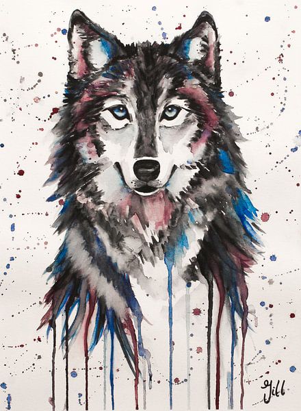 Wolf watercolour by Bianca ter Riet