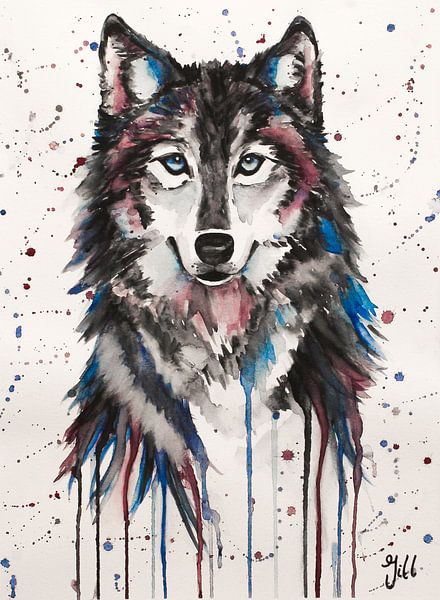 Aquarelle de loup par Bianca ter Riet