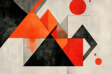 Abstract geometry in red and black by Poster Art Shop