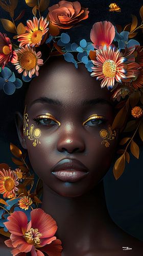 afrikaanse vrouw met bloemen