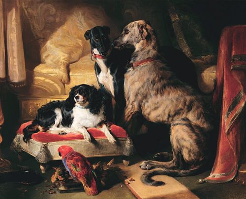 Hector, Nero, en Dash met de papegaai, Lory, Edwin Landseer...