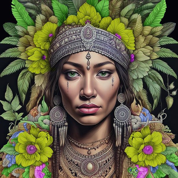 Indian woman with floral ornament. by Humphry Jacobs