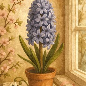 Un réveil en douceur - Jacinthe avec perce-neige sur Sabine Wagner