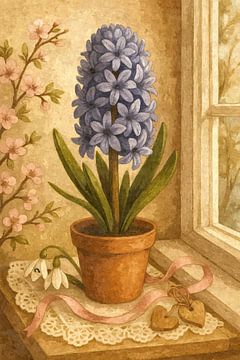 Delicaat ontwaken - hyacint met sneeuwklokjes