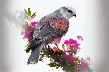 Grey-headed kite drawing in soft colours by Sandra Groenescheij