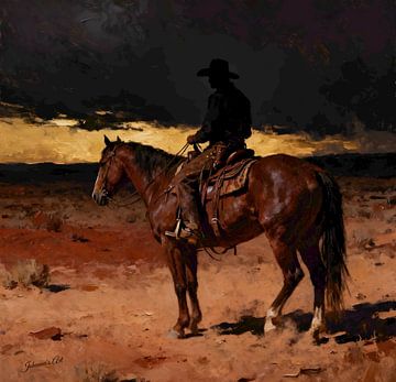 Lone Rider at Dusk by Johannas Art Creations