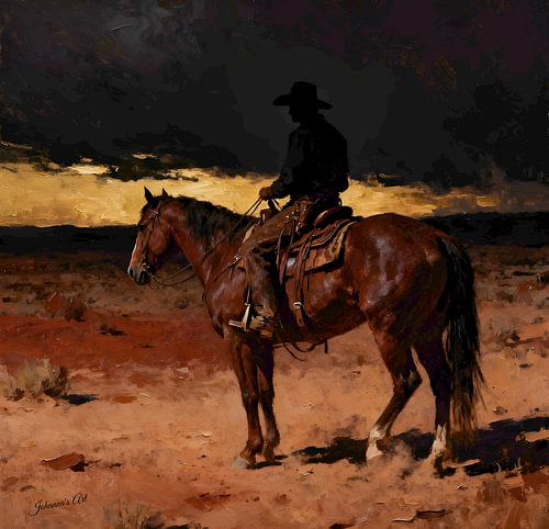 Lone Rider at Dusk