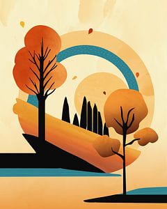 Bäume im Herbst minimalistische Landschaft von Tanja Udelhofen