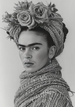 Frida Poster Black and White by Niklas Maximilian