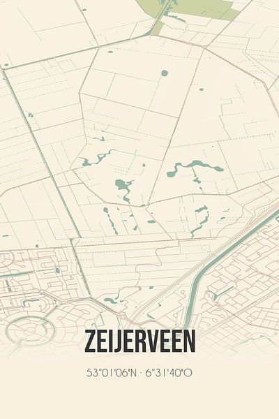 Vintage map of Zeijerveen (Drenthe) by Prints of Place