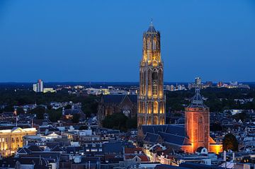Cityscape of Utrecht with Dom church, Dom tower and Buurkerk