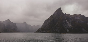 Storm lights over a Norwegian fjord