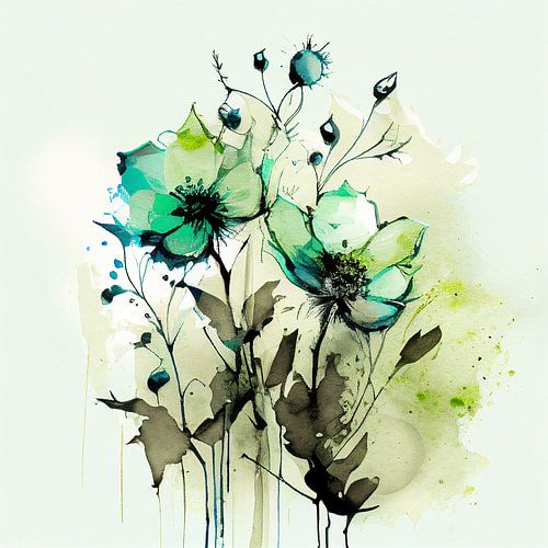 Lijntekening van wilde bloemen