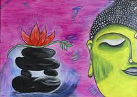 lachende Boeddha  canvas acryl