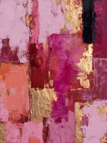 Peinture moderne abstraite en or rose