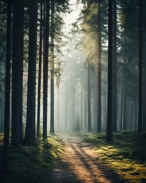 Sprookjesachtige wandeling door het bos van fernlichtsicht